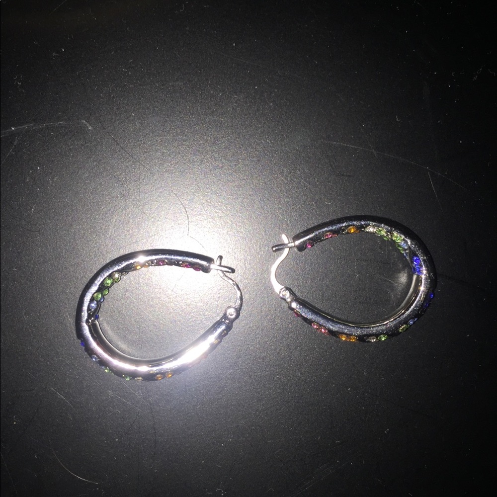 Multi colored sterling silver earrings